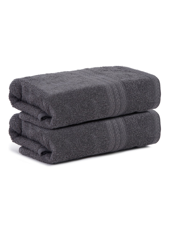 Naksh 450 GMS Pack of 2 Grey Hand Towel