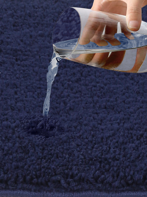 Naksh 100% Micro Polyester Anti Skid Bath Mat, Navy Blue