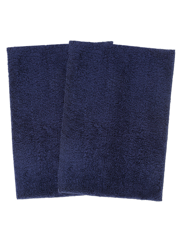 Naksh 100% Micro Polyester Anti Skid Bath Mat, Navy (Pack of 2)