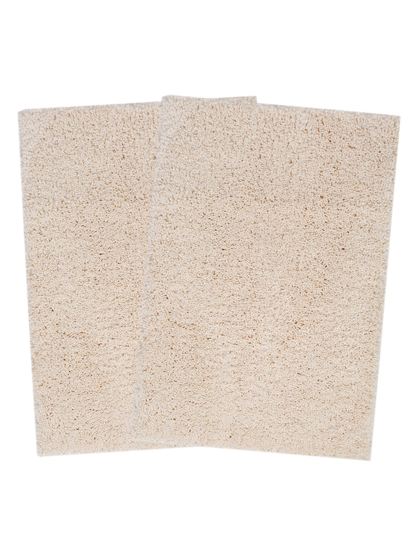 Naksh 100% Micro Polyester Anti Skid Bath Mat, Ivory (Pack of 2)