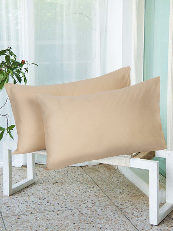 Naksh 210 TC Plain Beige Cotton Pillow Cover