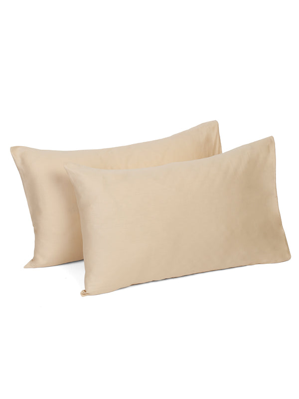 Naksh 210 TC Plain Beige Cotton Pillow Cover