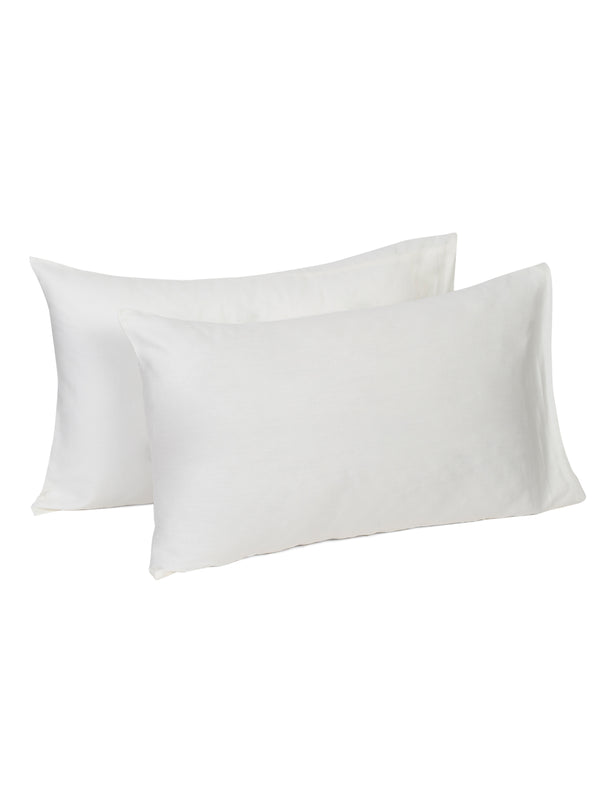 Naksh 210 TC Plain Ivory Cotton Pillow Cover