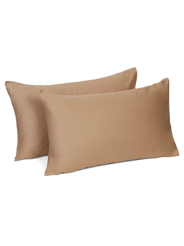 Naksh 210 TC Plain Khaki Cotton Pillow Cover