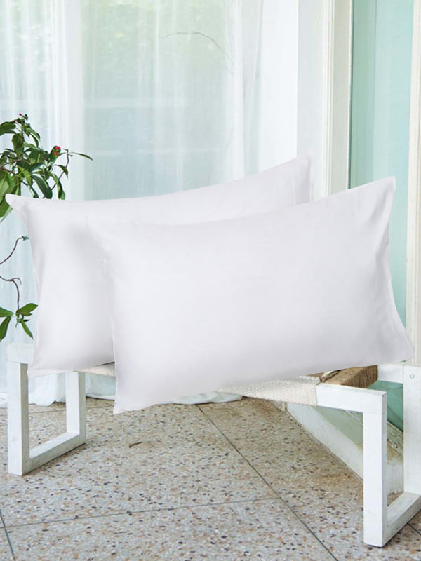 Naksh 210 TC Plain White Cotton Pillow Cover