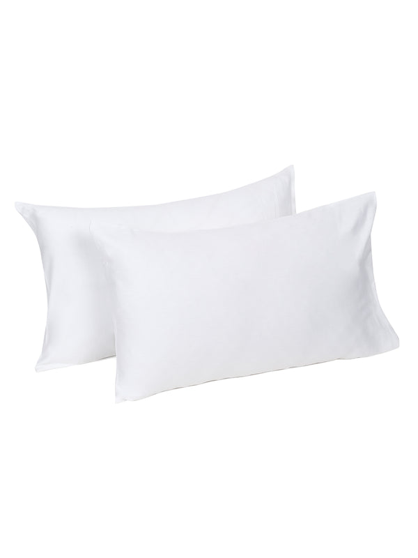 Naksh 210 TC Plain White Cotton Pillow Cover