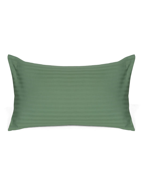 Naksh 210 TC Stripes Green Cotton Pillow Cover