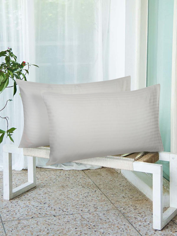 Naksh 210 TC Stripes Ivory Cotton Pillow Cover