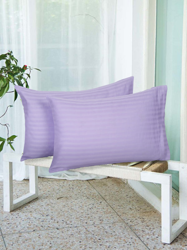 Naksh 210 TC Stripes Lavender Cotton Pillow Cover