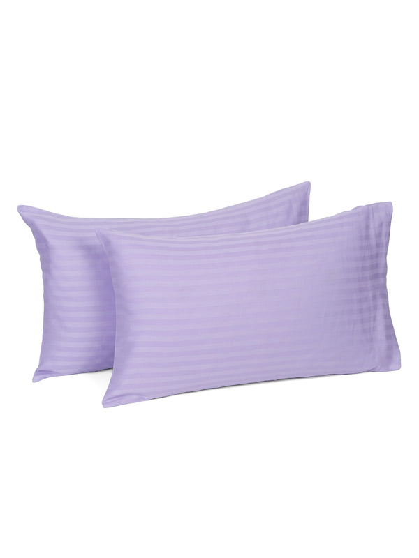 Naksh 210 TC Stripes Lavender Cotton Pillow Cover