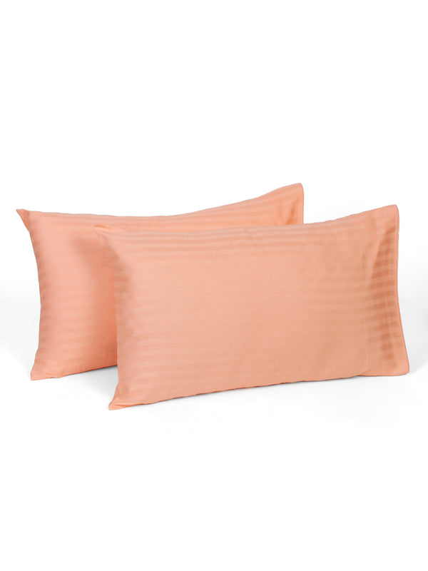 Naksh 210 TC Stripes Peach Cotton Pillow Cover