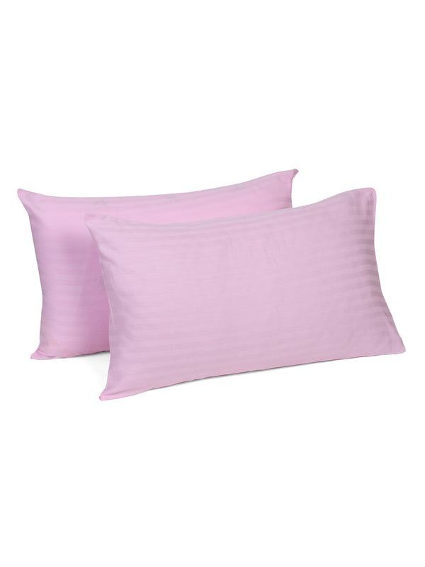 Naksh 210 TC Stripes Pink Cotton Pillow Cover