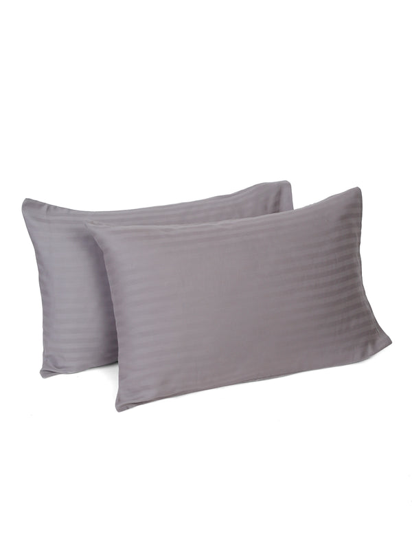 Naksh 210 TC Stripes Silver Cotton Pillow Cover