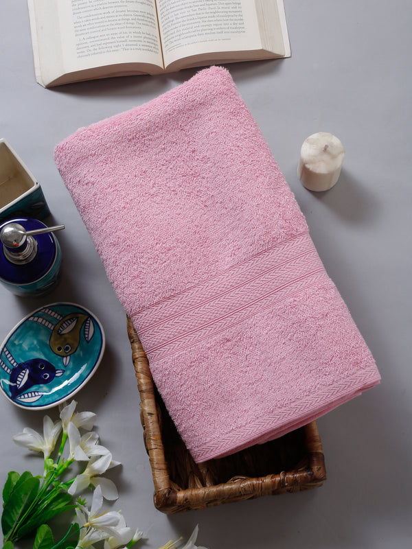 Naksh 450 GSM Pink Super Absorbent Bath Towel