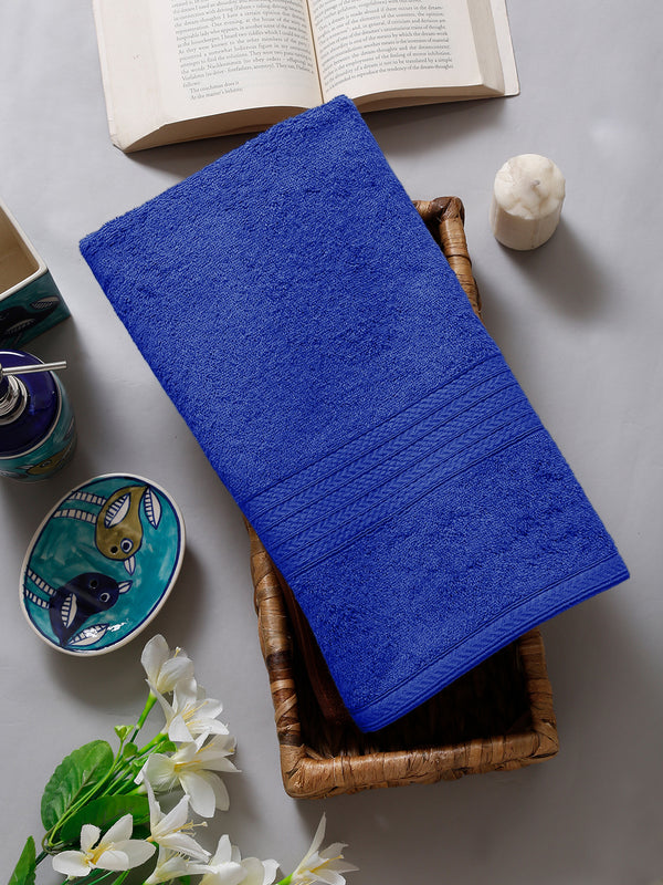 Naksh 450 GSM Blue Super Absorbent Bath Towel