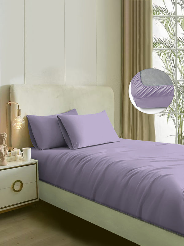 Naksh 210 TC Plain Fitted Mauve Cotton