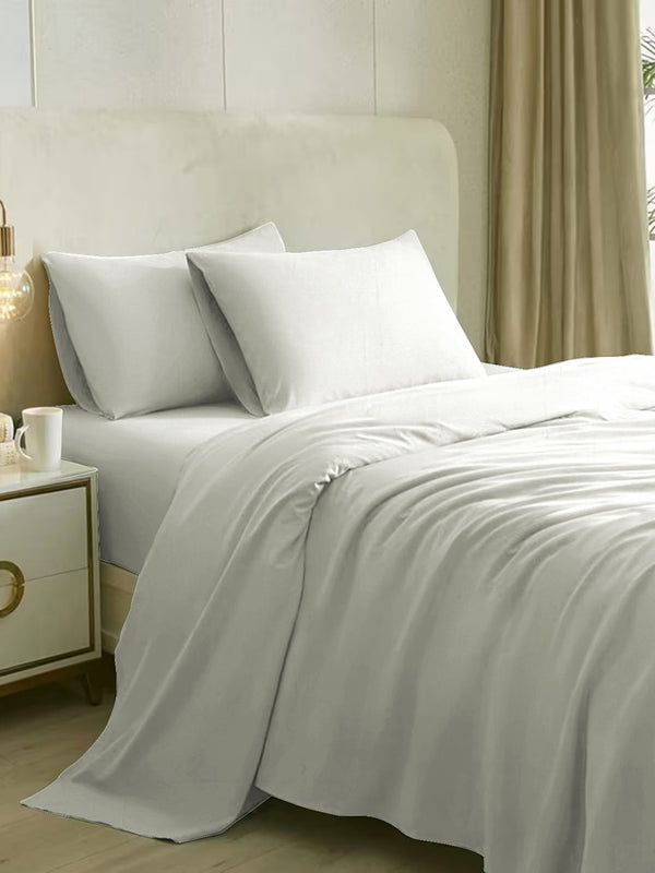 Naksh 210 TC Plain White Cotton