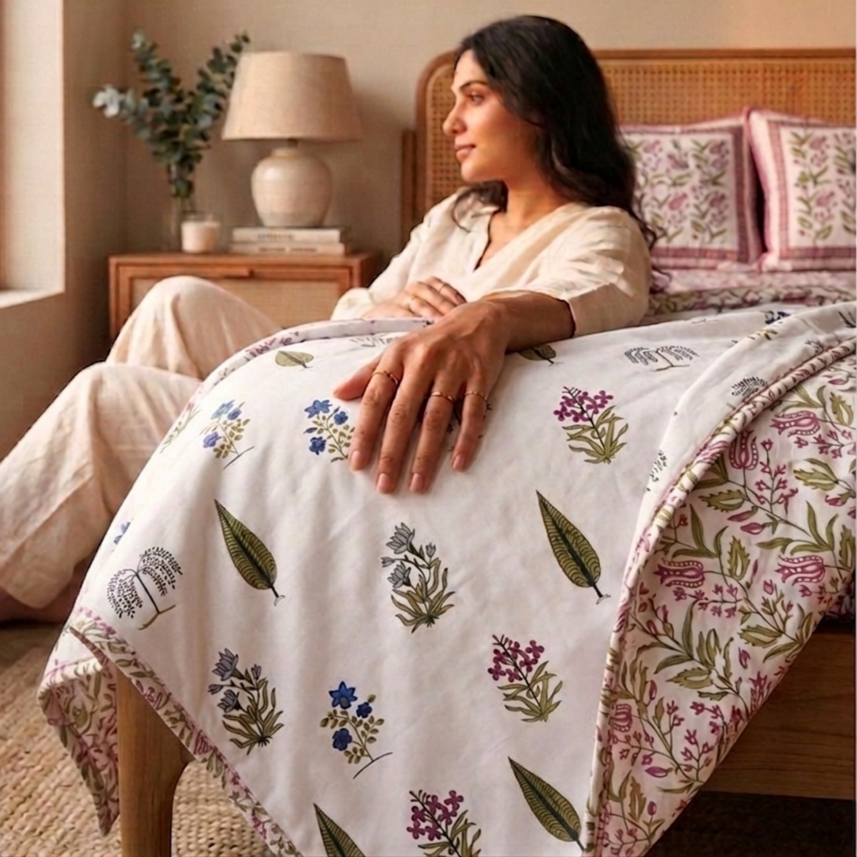 Naksh Royal Sajawat Reversible Dohar - Green Botanical (Green)