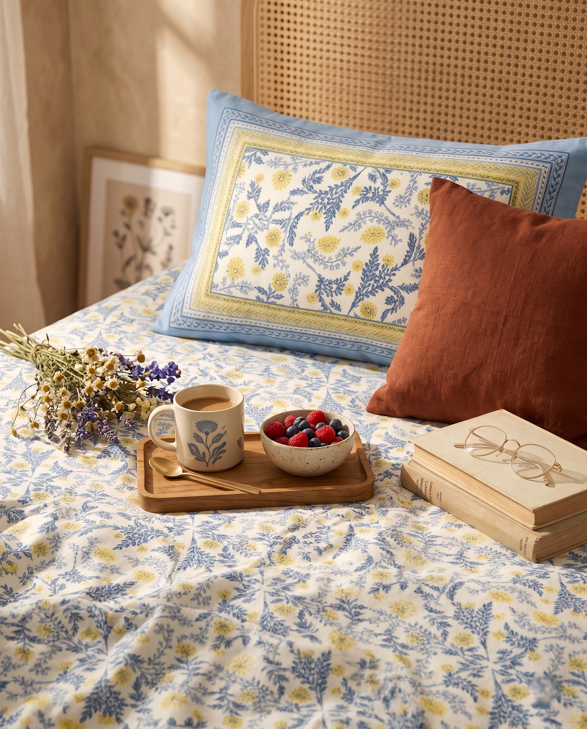 Naksh Royal Sajawat Queen Size Bedsheet - Blue
