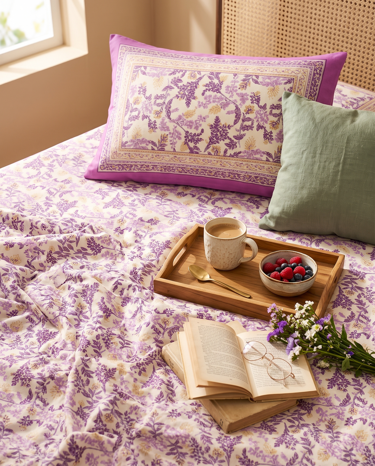 Naksh Royal Sajawat Queen Size Bedsheet - Purple