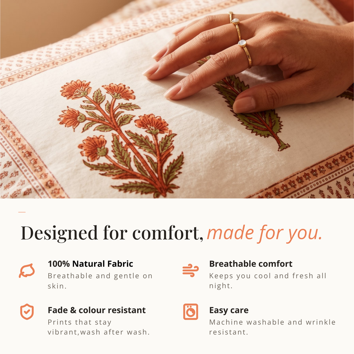 Naksh Royal Sajawat King Size Bedsheet - Orange