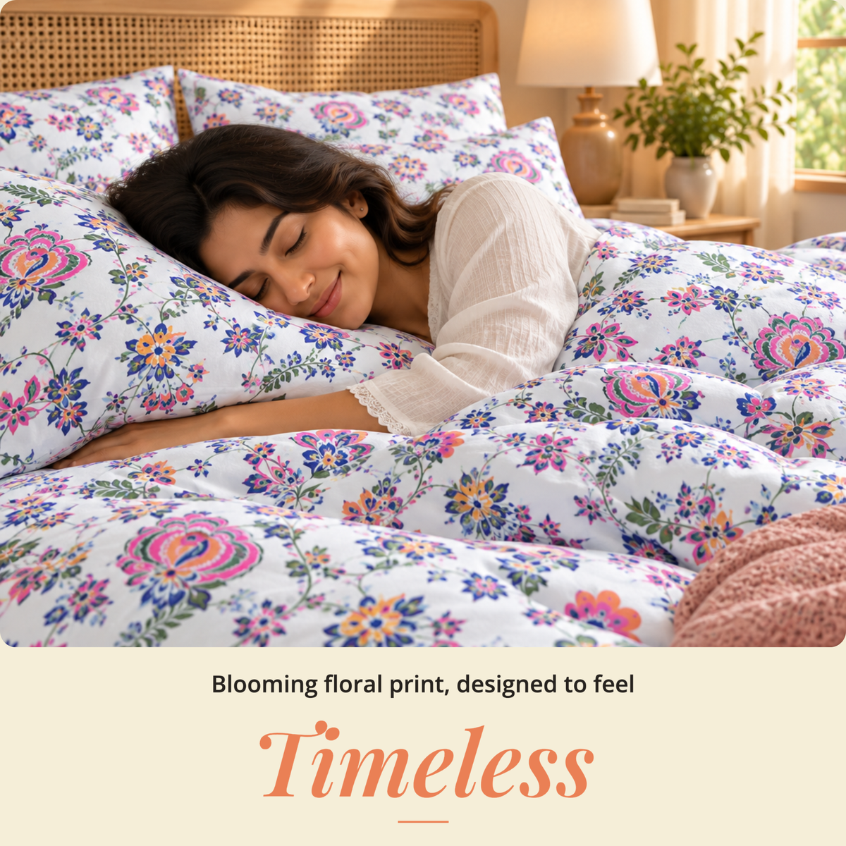 Naksh Sadabahar Blue Garden Floral Queen Size Bedsheet