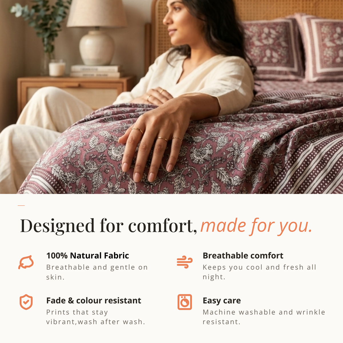 Naksh Royal Sajawat Queen Size Bedsheet - Dusty Rose