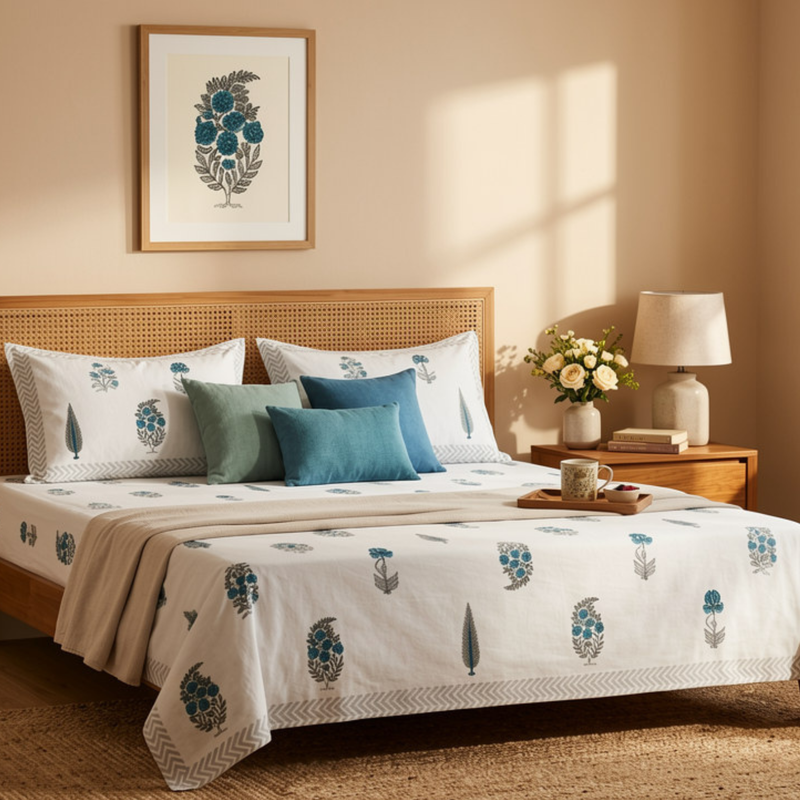 Naksh Royal Sajawat King Size Bedsheet - Grey