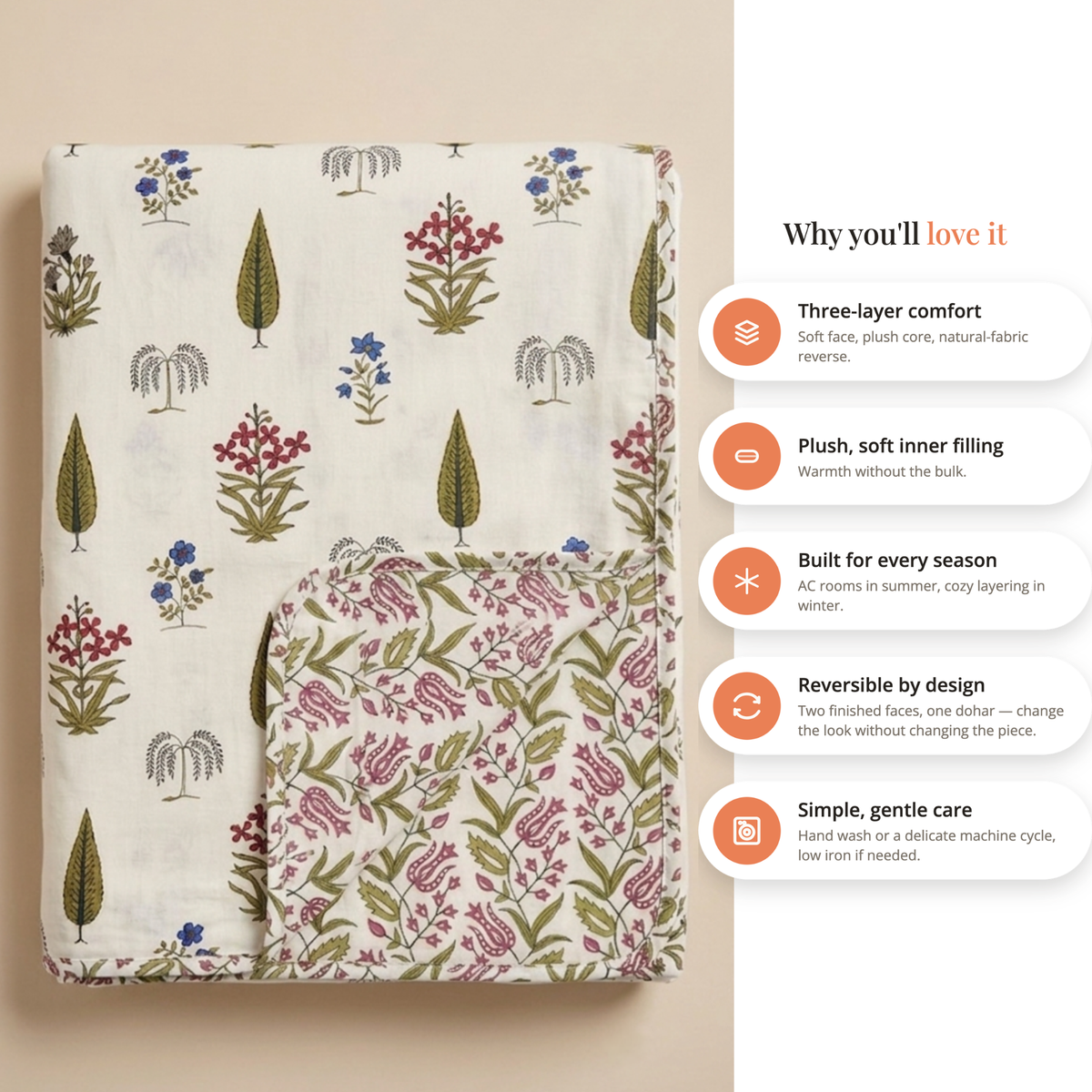 Naksh Royal Sajawat Reversible Dohar - Green Botanical (Green)