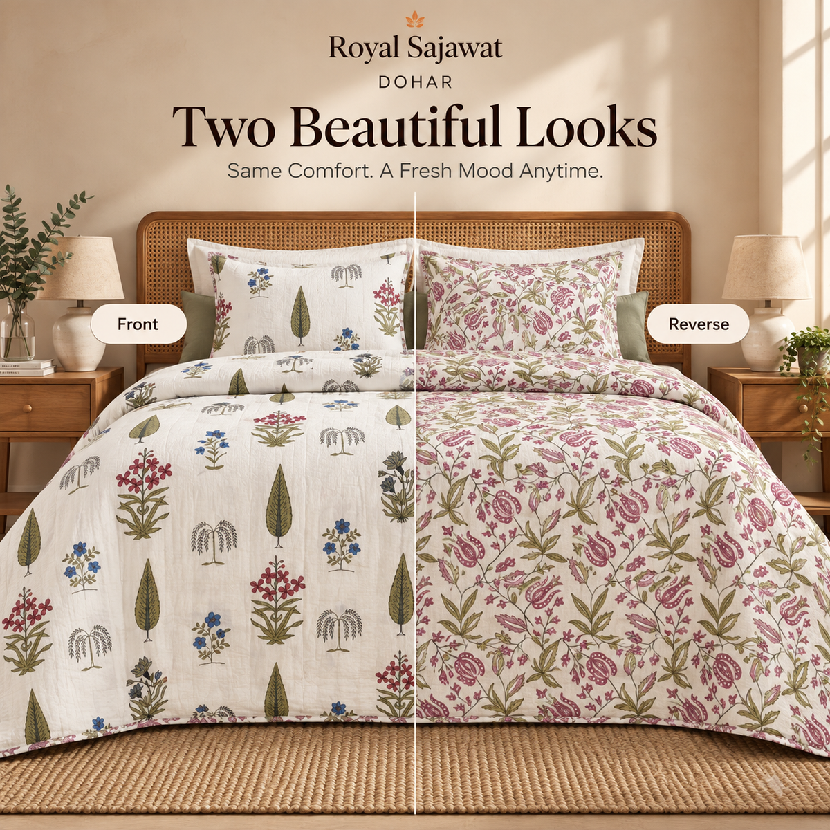Naksh Royal Sajawat Reversible Dohar - Green Botanical (Green)
