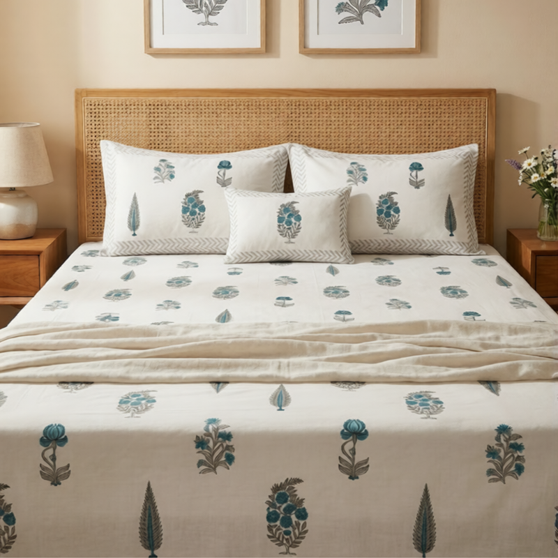 Naksh Royal Sajawat King Size Bedsheet - Grey