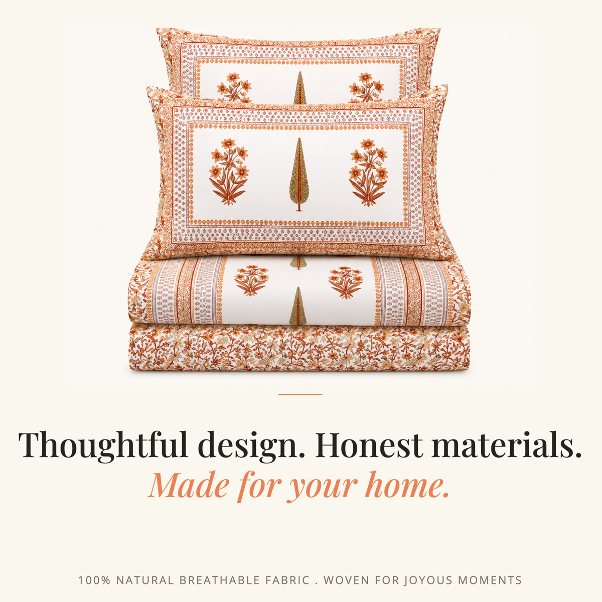 Naksh Royal Sajawat King Size Bedsheet - Orange