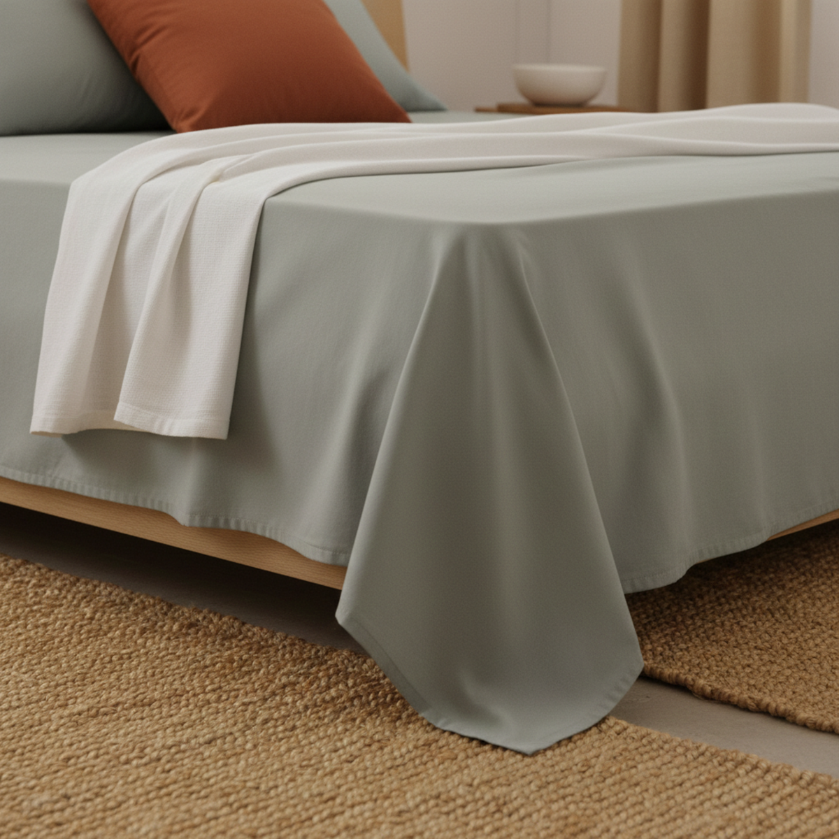 Naksh Plain Cotton Bedsheet - Silver (210 TC)