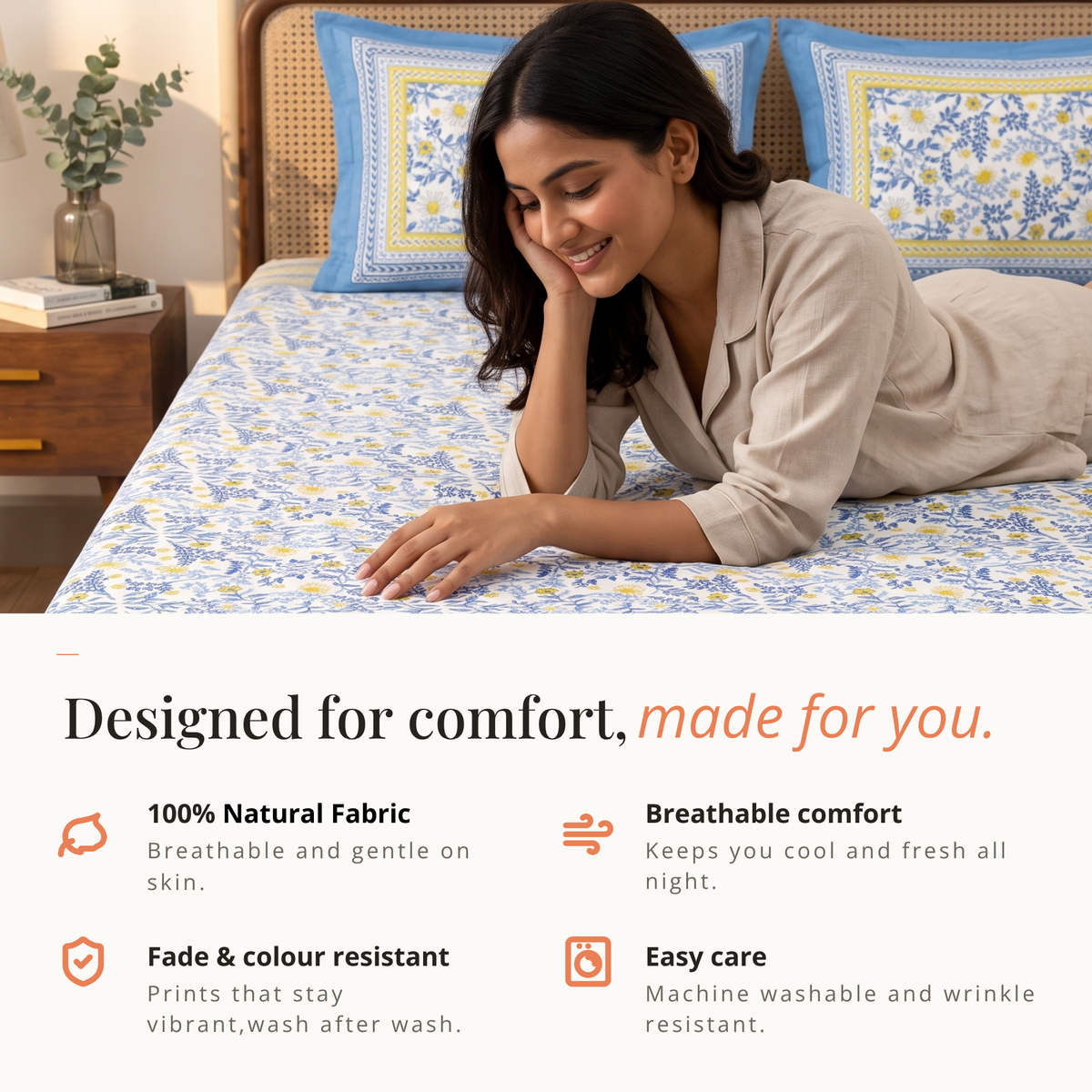 Naksh Royal Sajawat Queen Size Bedsheet - Blue