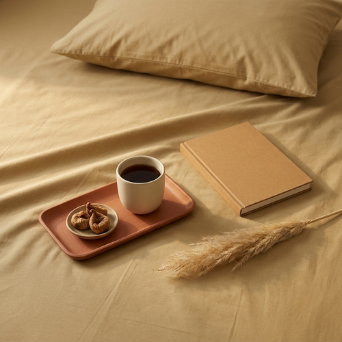 Naksh Plain Cotton Bedsheet - Beige (210 TC)