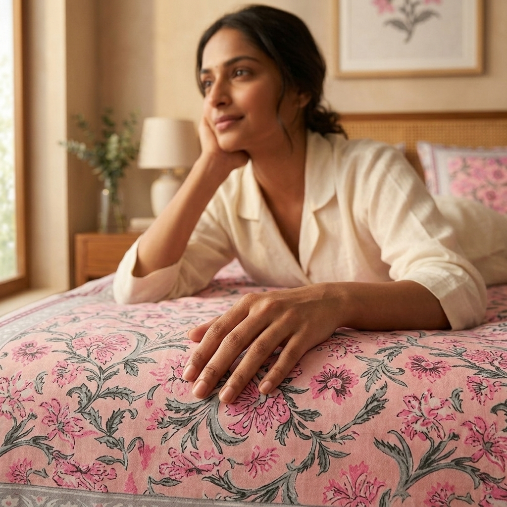 Naksh Royal Sajawat Queen Size Bedsheet - Pink