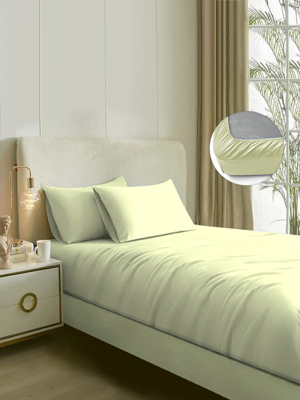 Naksh 210 TC Plain Fitted Ivory Cotton