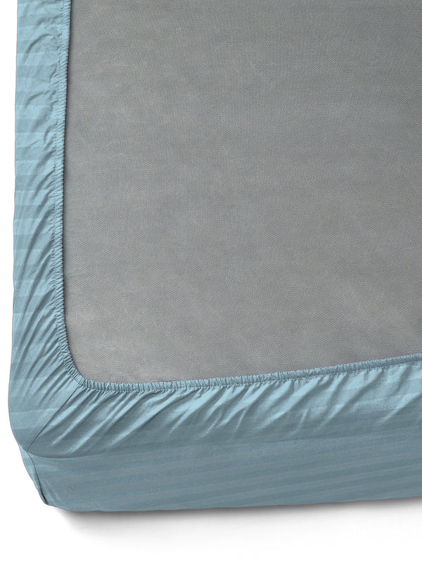Naksh 300 TC Stripes Fitted Slate Blue Cotton