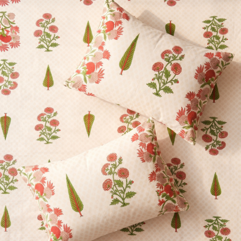 Naksh Royal Sajawat King Size Bedsheet - Elegant Pink Floral (Pink)
