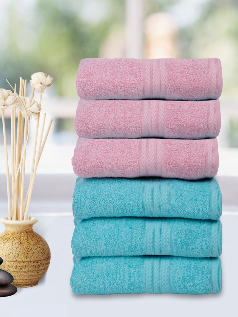 Naksh 450 GMS Aqua-Pink Hand Towel Combo –