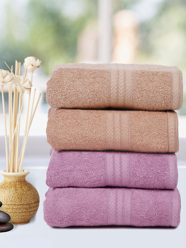 Naksh 450 GMS Beige-Lavendar Hand Towel Combo