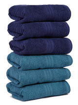 Naksh 450 GMS Turquoise Green-Navy Blue Hand Towel Combo