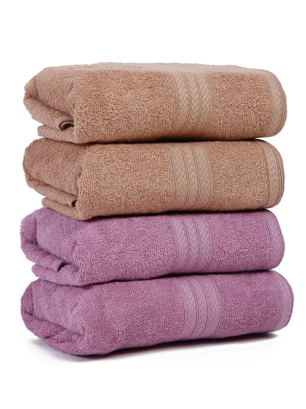 Naksh 450 GMS Beige-Lavendar Hand Towel Combo