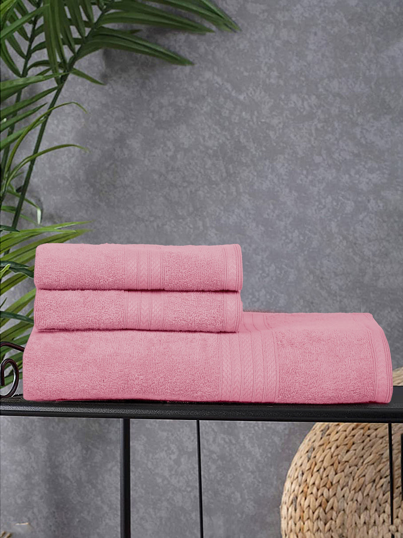 Naksh 450 GSM Pink Super Absorbent Double Combo Towel