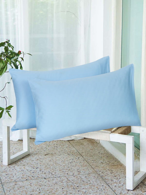 Naksh 210 TC Plain Sky Blue Cotton Pillow Cover