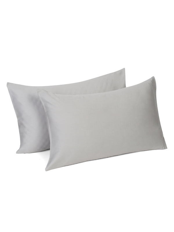 Naksh 210 TC Plain Silver Cotton Pillow Cover