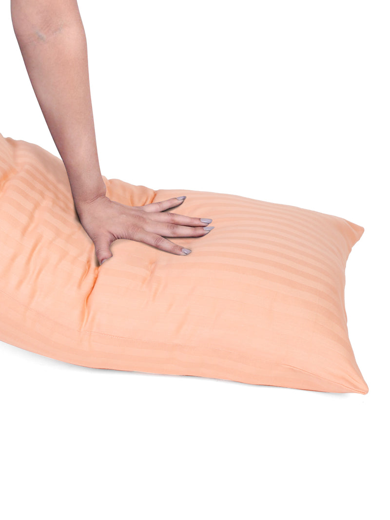 Naksh 210 TC Stripes Peach Cotton Pillow Cover