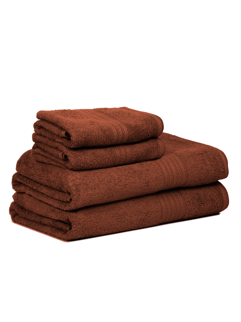 Naksh 450 GSM Super Absorbent Rust 2 Bath Towel 2 Hand Towel