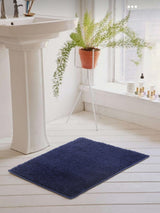 Naksh 100% Micro Polyester Anti Skid Bath Mat, Navy (Pack of 2)